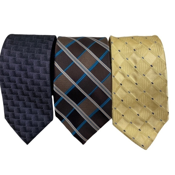 MICHAEL KORS Bundle of 3 Mens Ties Silk Neckties Brown Yellow Black Wovens - Picture 2 of 10